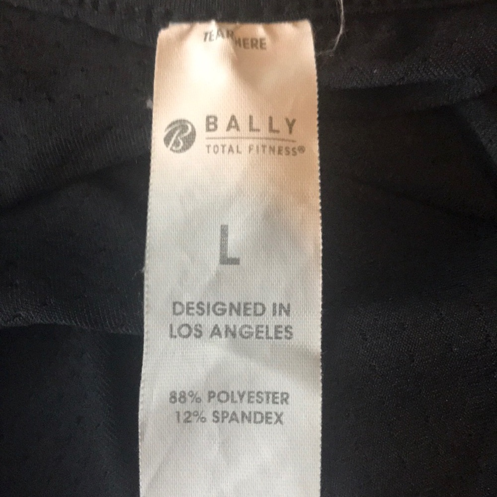 Bally black short sleeve fitness top women’s Size Large fitness workout athletic - Picture 5 of 6